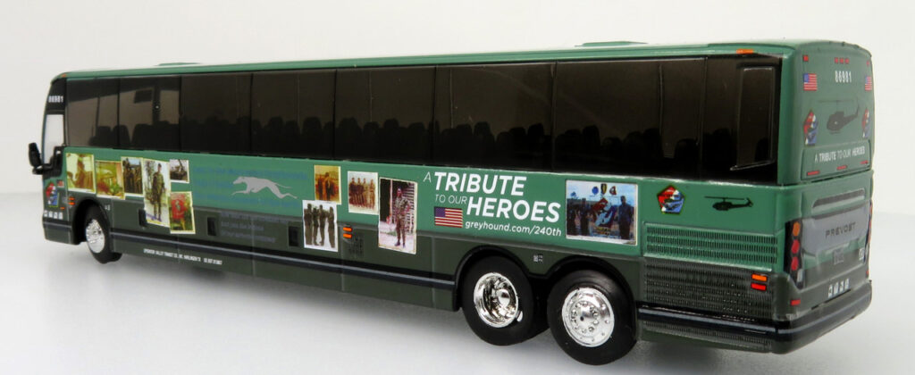 Iconic Replicas Prevost X345 Greyhound Military Tribute Special Edition 87-0396