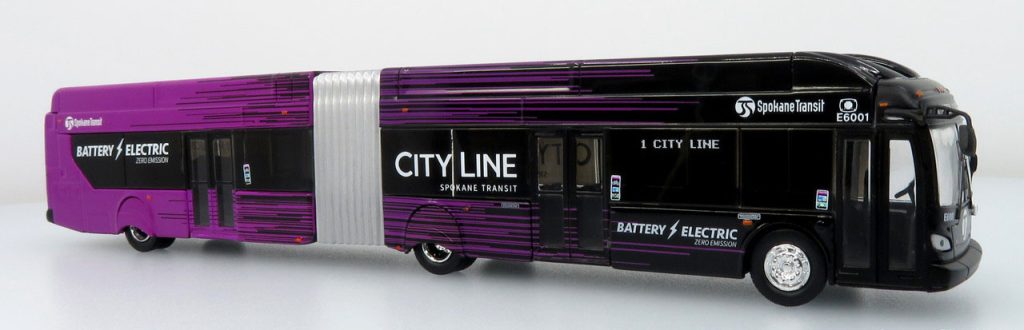 Iconic Replicas New Flyer Xcelsior Articulated Transit Bus Spokane City Line 87-0607