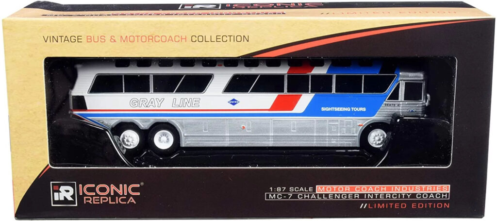 Iconic Replicas MCI MC7 Coach Bus Gray Line Sightseeing Bus 87-0257