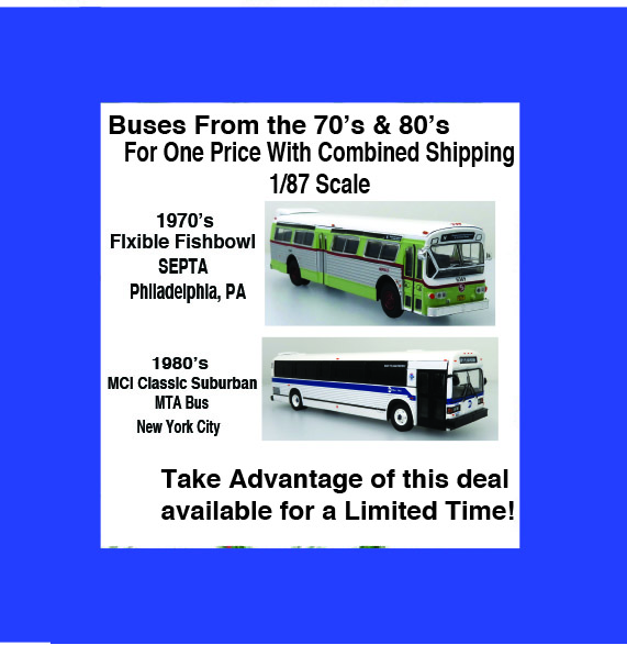 Iconic Replicas Special Bus Deal-Flxible Septa Transit bus & MCI Classic MTA Bus New York City