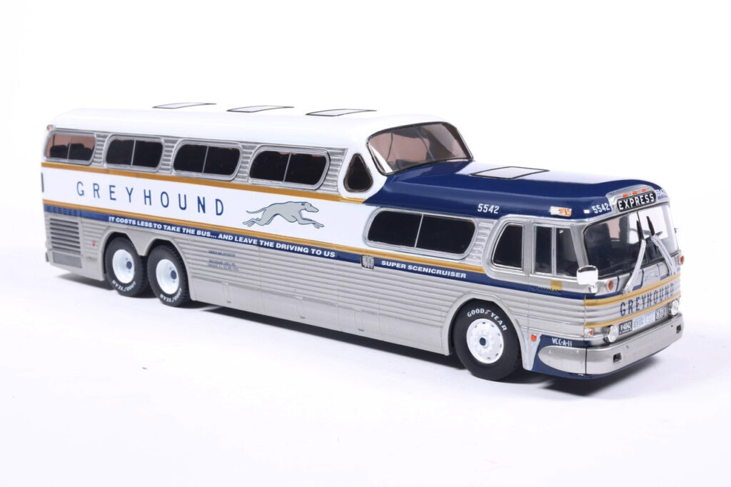 Iconic Replicas GM PD4501 Scenicruiser Coach: Greyhound Bus Lines - 50th Anniversary Gold Stripe Livery 43-0665
